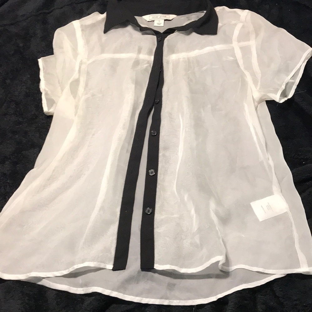 ADAM LEVINE white sheer blouse